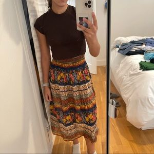 Printed lightweight midi skirt